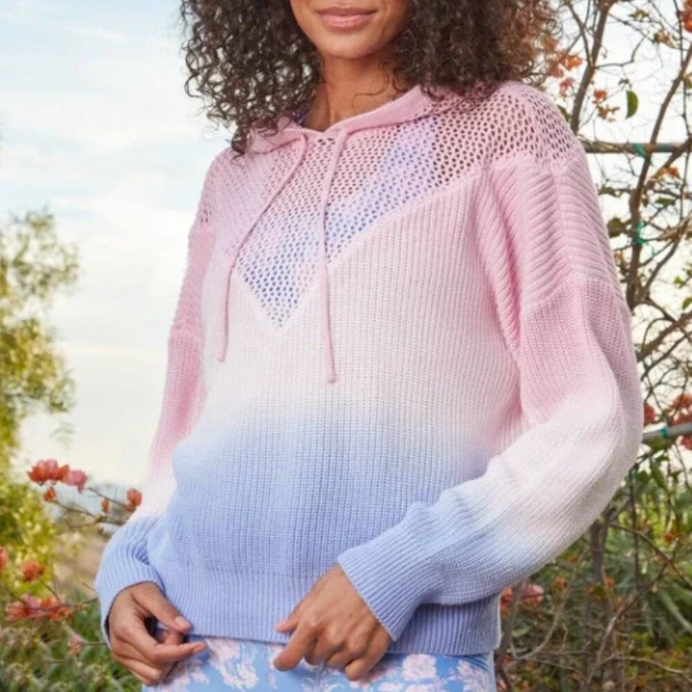 Spiritual Gangster Amar Meshed Up Hoodie Knit Gradient Hoodie Pink Purple Size S